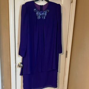 Source Unknown Elegant Purple Long Sleeve Dress